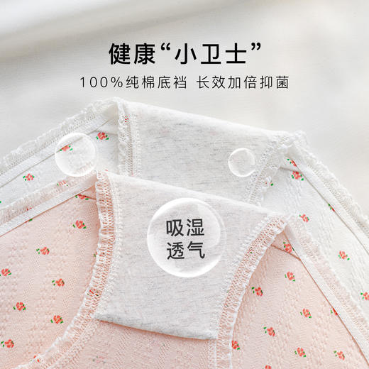甜美蕾丝少女三角内裤女纯棉抑菌底裆高弹不勒不夹臀168樱花少女内裤5条装 商品图3