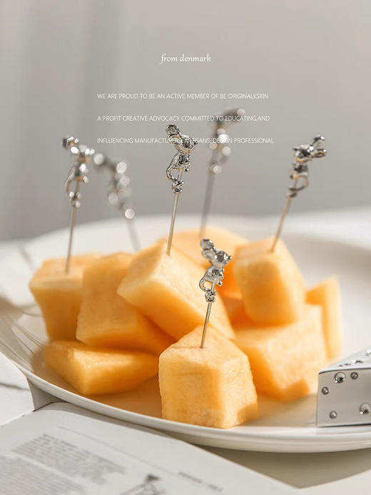 水果签家用金属ins风轻奢可爱水果叉子装饰摆件 商品图0