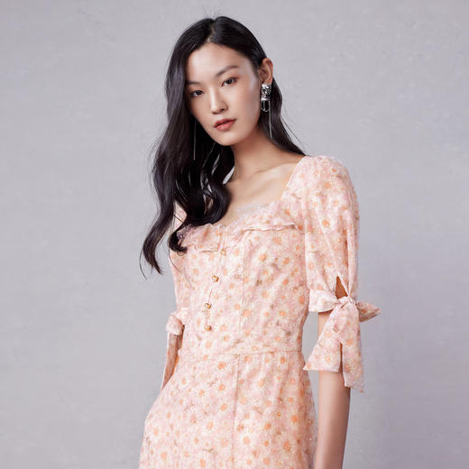 MAXRIENY蝴蝶结茶歇裙夏季碎花连衣裙小雏菊长裙MC87DR300F40 商品图2