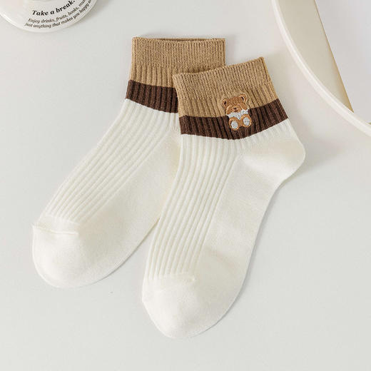 【小熊刺绣短袜】袜子女短筒棉质春夏季短袜小熊刺绣百搭低帮ins潮女 商品图4