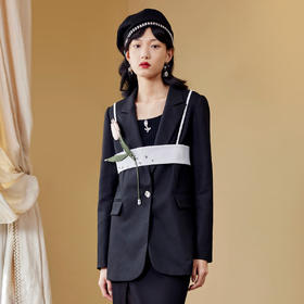 MAXRIENY设计感吊带西服外套2022秋季一粒扣西装上衣MC87JA508A90