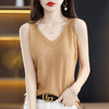 福利款~丁摩羊毛混纺新款女v领短款小众设计修身镂空宽吊带打底针织背心ALQT4-103 商品缩略图1