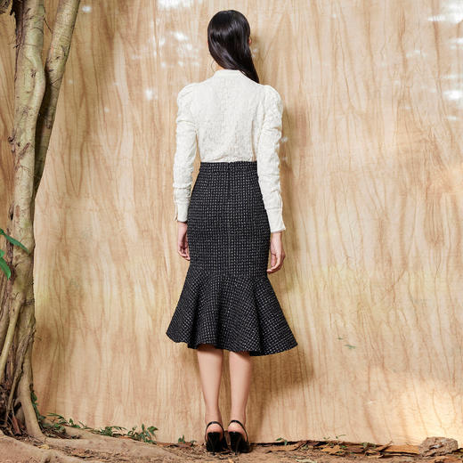 MAXRIENY复古格纹鱼尾裙冬季高腰半裙格子MS88SK758 商品图2