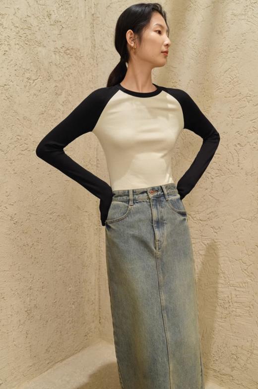 🔥【茧墨 撞色插肩袖螺纹长袖上衣SFL01】🌿1. 严选棉质面料，舒适亲肤，吸汗透气💕；2. 修饰遮肉版型，显高显瘦，✅不挑身材；3. 撞色插肩设计，💦 商品图2