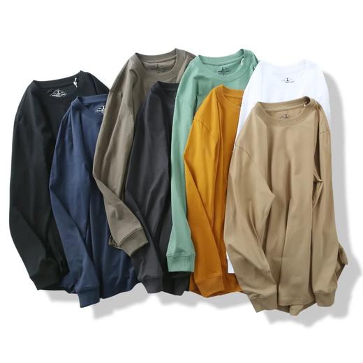 春季新款多色纯棉下摆弧边长袖打底衫薄款卫衣 商品图2