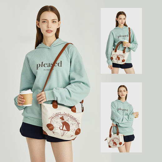 大英博物馆 盖亚·安德森猫系列 轻便手提饺子包 斜挎包 米色 蓝色 商品图1