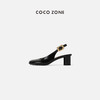 COCO ZONE2024黑色漆皮高跟鞋浅口复古一字扣单鞋CC2A0254 商品缩略图0