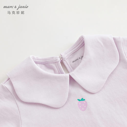 【凉感透气】马克珍妮女童娃娃领草莓短袖T恤上衣夏装新款240776 商品图3
