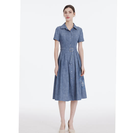 司歌刺绣短袖连衣裙修身显瘦A891166X 商品图2