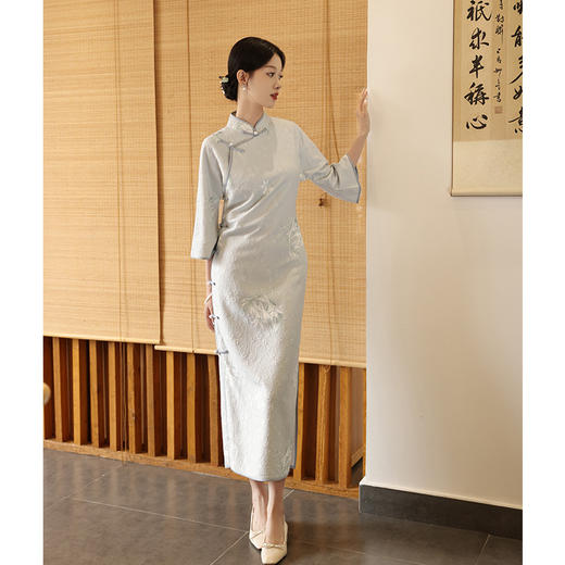 2024春季新款新中式提花复古民国淑女风改良版长袖旗袍LSB2241 商品图3