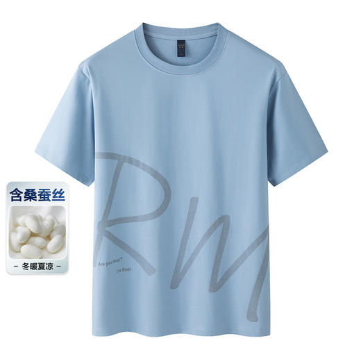 【含桑蚕丝】罗蒙男士夏季时尚印花短袖t恤男休闲百搭男式t恤潮流短袖男 商品图2