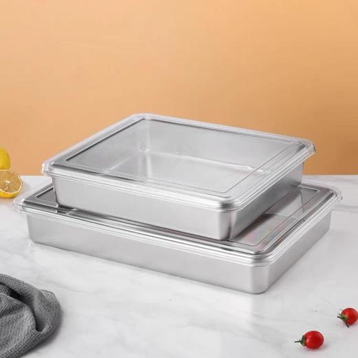 透明盖提拉米苏方盒 304不锈钢 冰粉摆摊工具熟食凉菜展示盘带盖方盘 商品图0