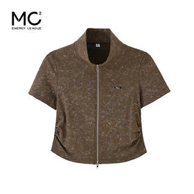 女装立领炒花腰部打褶短袖T恤-32010T4221003