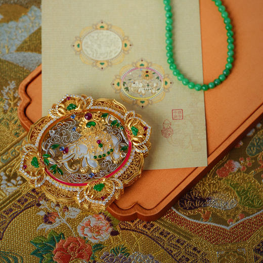 龢盒原创 18k金镶多宝太平吉祥古玉香囊 商品图1