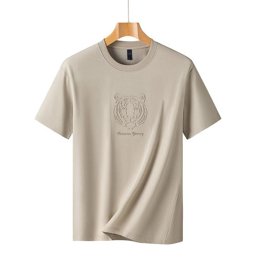 【含桑蚕丝】罗蒙夏季时尚印花男士T恤休闲百搭短袖t恤男舒适圆领短袖男 商品图1