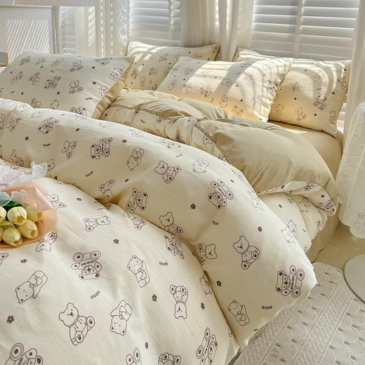 A类母婴级棉麻双层纱法式水洗加厚四件套 商品图0
