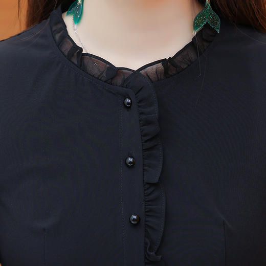 中长款简约连衣裙，长袖木耳边拼接内搭打底裙QYM-DFN-A3347-L 商品图3