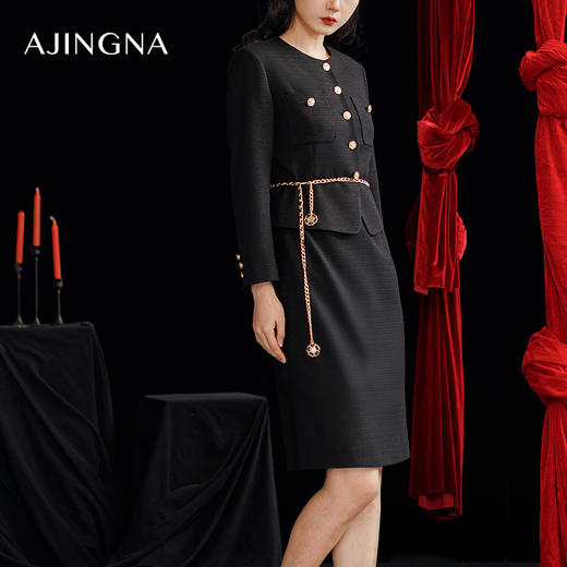 【商场同款】阿菁娜春季新款修身小香风款连衣裙A29C112030 商品图3