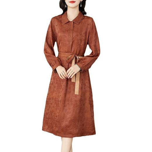 气质干练收腰，香云纱时尚桑蚕丝A字连衣裙KQN-221536 商品图4