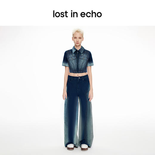 lost in echo2024春季新款设计师品牌修身短款拉链酸洗牛仔外套 商品图2