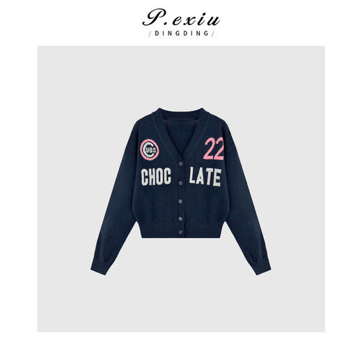 01-2潘依绣丁丁宠粉学院风韩系V领单排扣长袖针织开衫 ZZ0506 商品图2