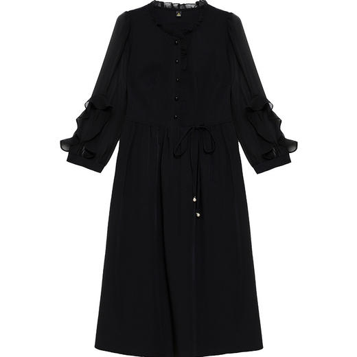 中长款简约连衣裙，长袖木耳边拼接内搭打底裙QYM-DFN-A3347-L 商品图4