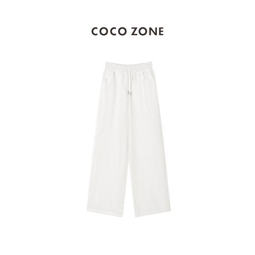 COCO ZONE 通勤风棉麻混纺休闲裤松紧腰系绳夏季直筒裤 CC1A0622 商品图0