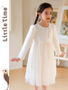 littletime女童轻奢珍珠2024新春款法式小香风纱纱A摆连衣裙 商品缩略图3