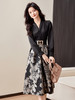 2024春装韩版新款时尚印花拼色气质修身女中长款连衣裙QY23216 商品缩略图0
