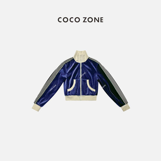 COCO ZONE2024时尚条纹撞色拼接外套立领拉链短款上衣CC2A0269 商品图0
