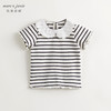 马克珍妮女童甜美娃娃领条纹短袖T恤儿童纯棉上衣夏装新款240733 商品缩略图0
