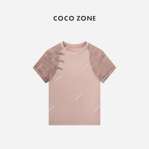 COCO ZONE2024新中式国风设计感盘扣T恤休闲圆领上衣CC1A0570 商品图0