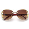 【潮女必备，时尚韩版】墨镜防紫外线，镶水钻芒花闪。阳光不再刺眼，演绎清新好气色，茶色潇洒自然，优雅慵懒轻舞扇！ 商品缩略图3