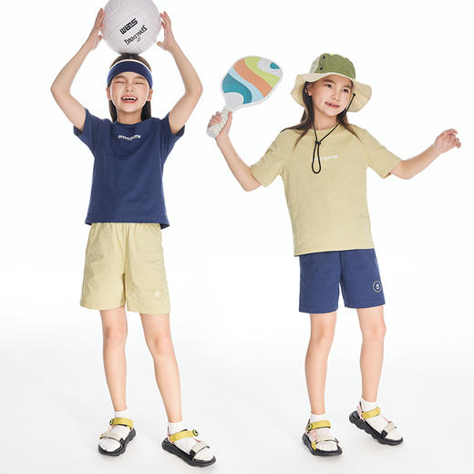 onmygame 儿童短裤夏季外穿女童五分裤男童裤子凉感防晒休闲工装 商品图4