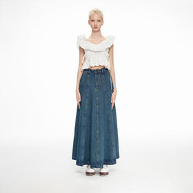 lost in echo2024春季新款设计师品牌及地长款酸洗牛仔伞裙