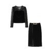 法式显瘦，丝绒拼亮片蕾丝上衣+高腰开叉半身裙两件套WLZD-2405110 商品缩略图4