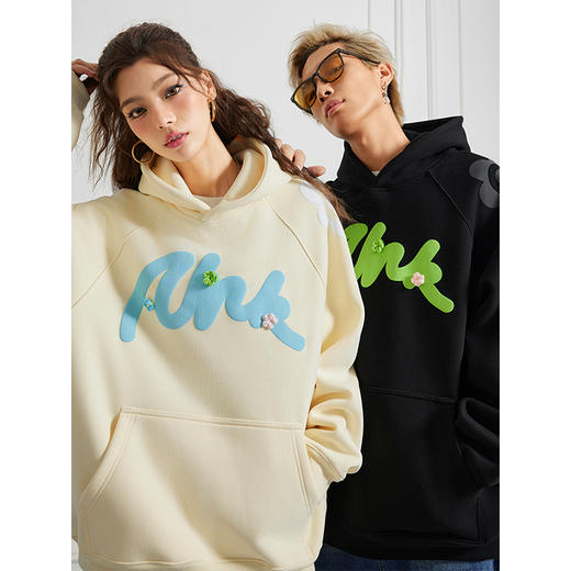 【Achock官方店】美式嘻哈发泡印花帽衫男刺绣花情侣加绒连帽卫衣 商品图2