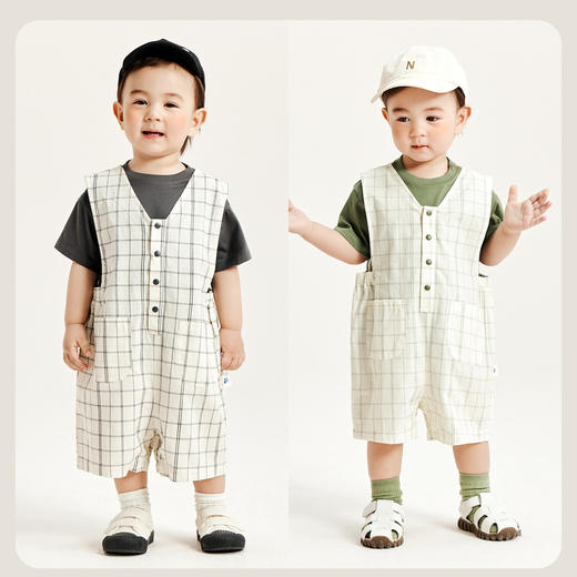 【限时秒杀】迷你巴拉夏季新款男童柔软透气连体衣宝宝背带裤套装 商品图2