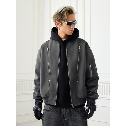 【Achock官方店】潮牌cleanfit重磅拉链短款外套男美式飞行员夹克 商品图2