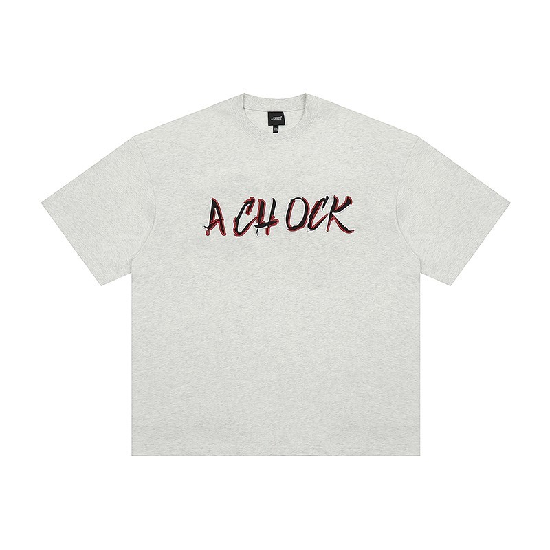 【Achock官方店】美式设计logo短袖男女高街夏短袖情侣五分袖t恤
