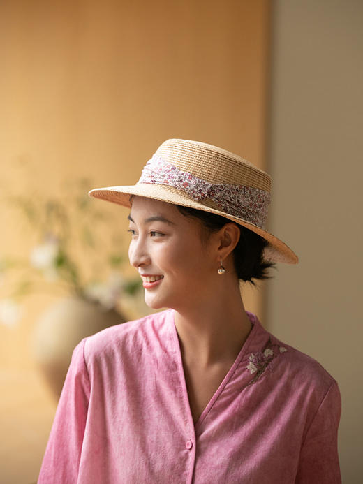 牧衣游 天然拉菲草帽子设计感出游平顶帽 思风【不支持会员折】 商品图0