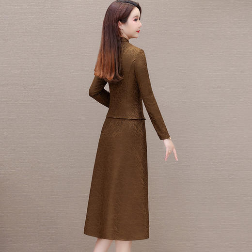 假两件中长裙，气质长袖连衣裙QYM-KED-H1681-Y 商品图2