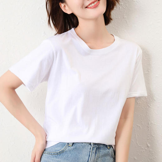 雀说100%纯棉透气女装新款宽松圆领短款男女同款情侣短袖T恤AL 商品图1