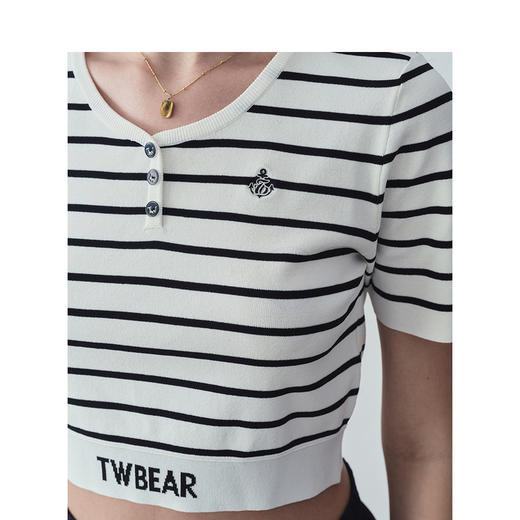 TeenieWeenie小熊字母条纹毛衣女夏季女毛衫TTKW242403P 商品图3