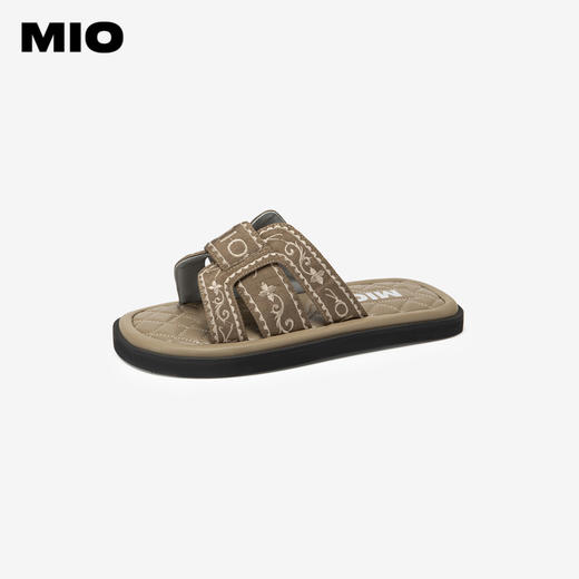 MIO米奥夏季韩版低跟拖鞋复古舒软通勤一字拖云感耐磨女鞋M243131230 商品图0