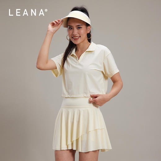 LEANA休闲运动套装裙女夏新款防晒polo领修身瑜伽短袖t恤半身裙两件套LN1112 商品图1