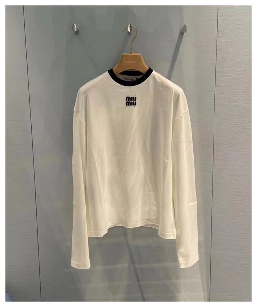miumi~24早春系列白色字母logo 长袖T恤 商品图0