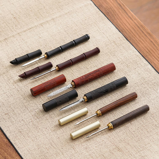 新款铜盖黑檀木茶针手工茶针黑檀实木普洱茶刀茶具配件零配 商品图1