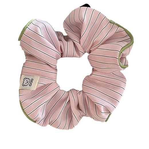 小熊大肠圈【奶油撞色条纹 百搭头饰】可爱少女发绳丸子头 高马尾发饰品 商品图4