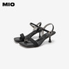 MIO米奥夏季方头高跟时装凉鞋舒适透气一字带细跟凉鞋女鞋M243141303 商品缩略图3